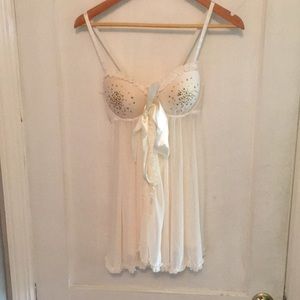 Cream open front negligee and g-string